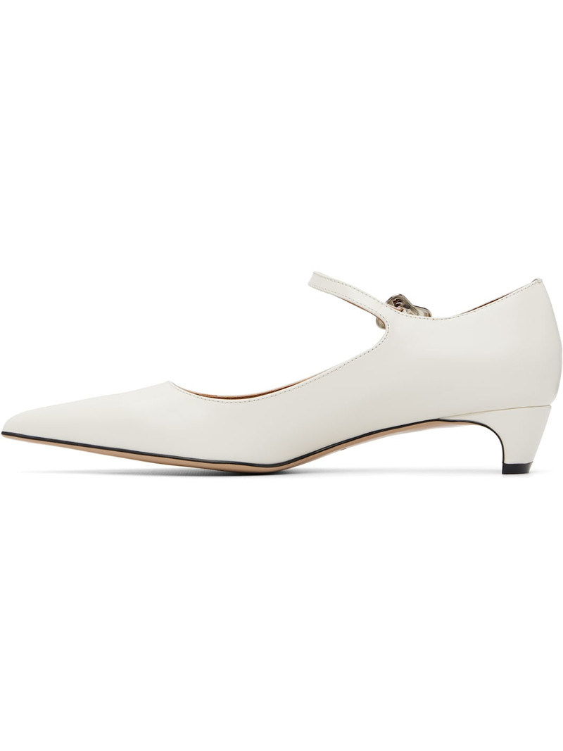 White Low-Heel Mary Jane Heels 3