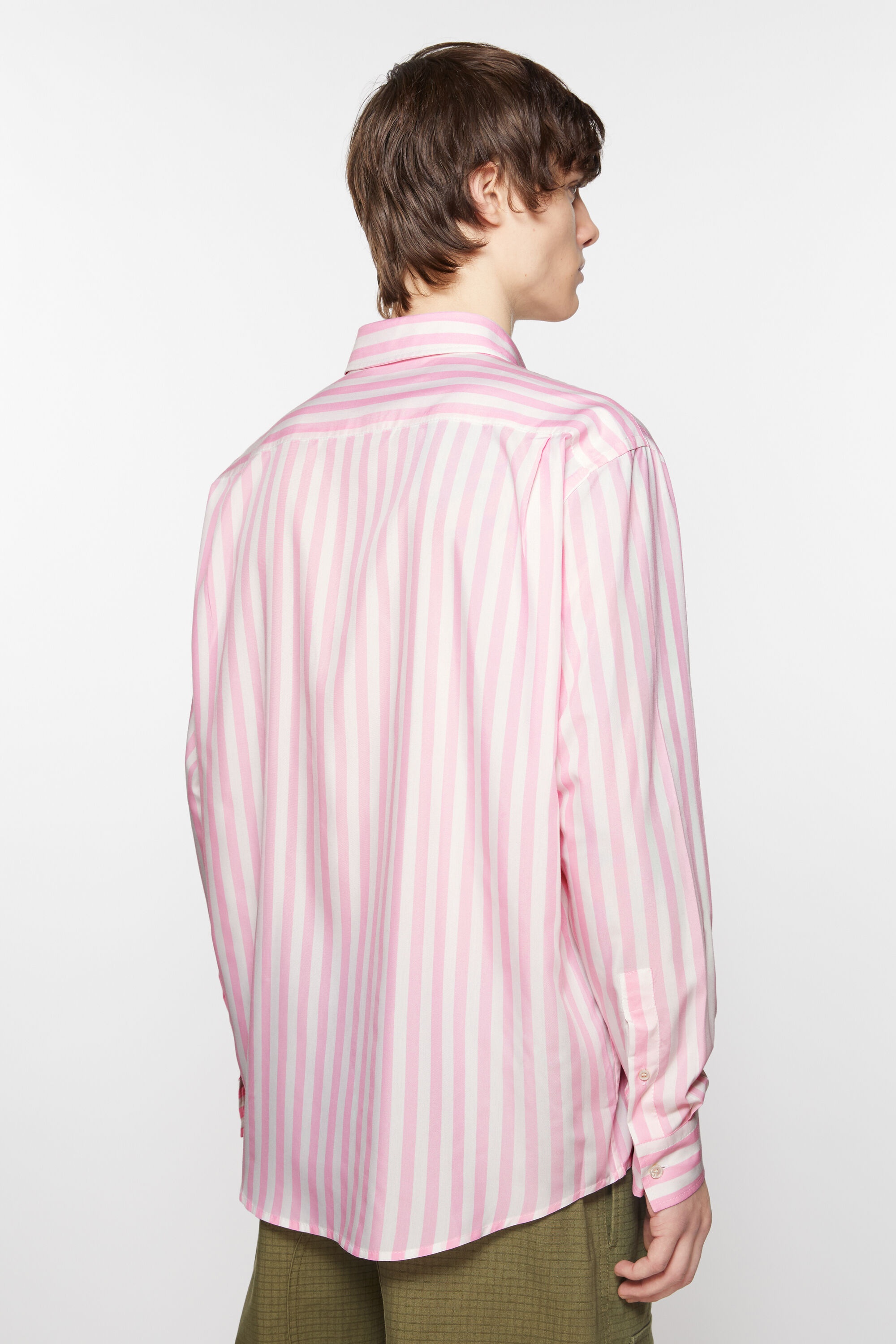Stripe button-up shirt - Pink/white - 3
