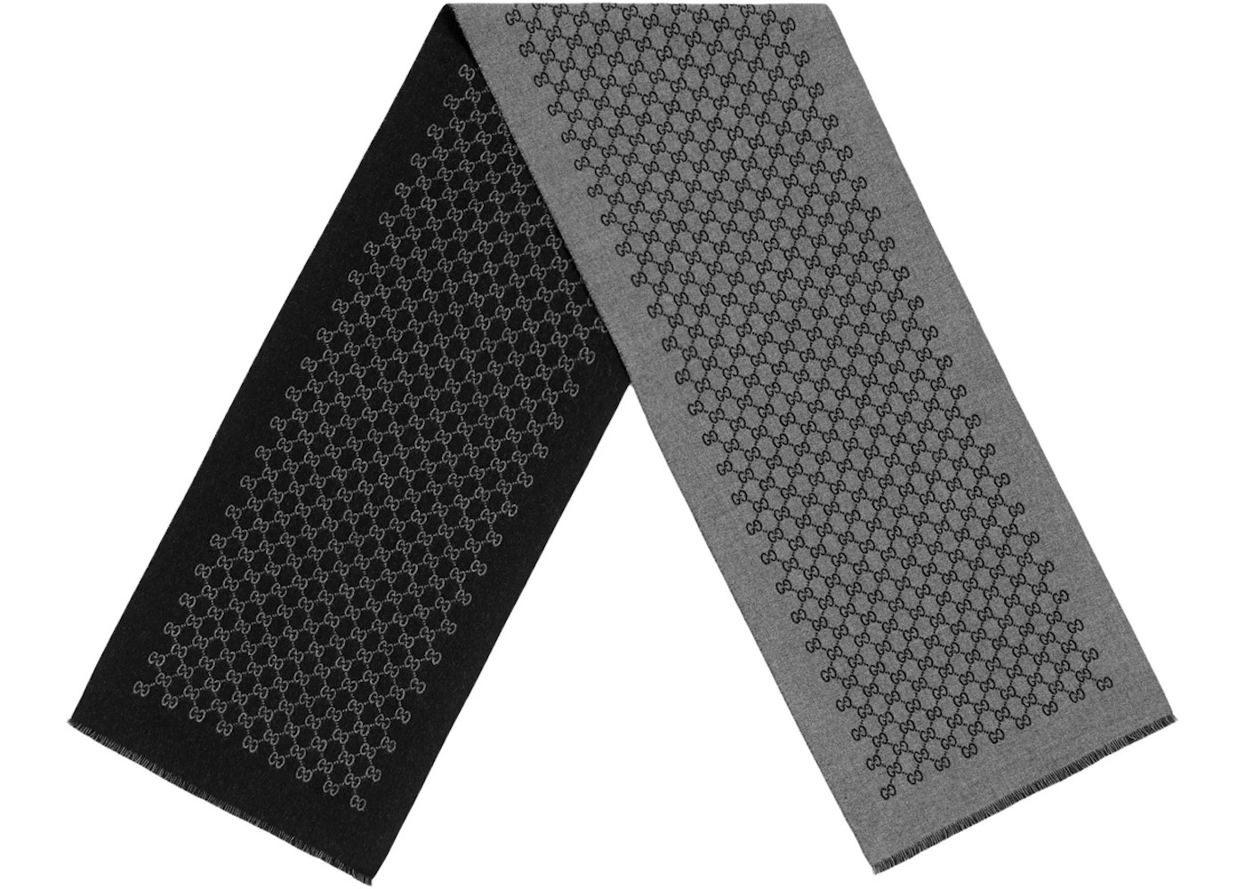 Gucci Double Jacquard GG Wool Scarf Dark Grey/Black - 2