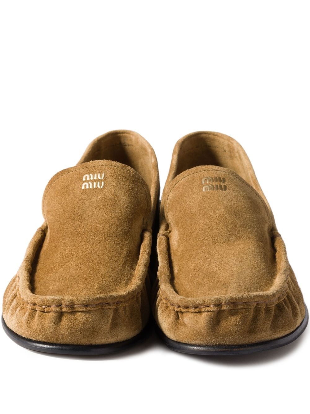 embossed-logo suede loafers - 3