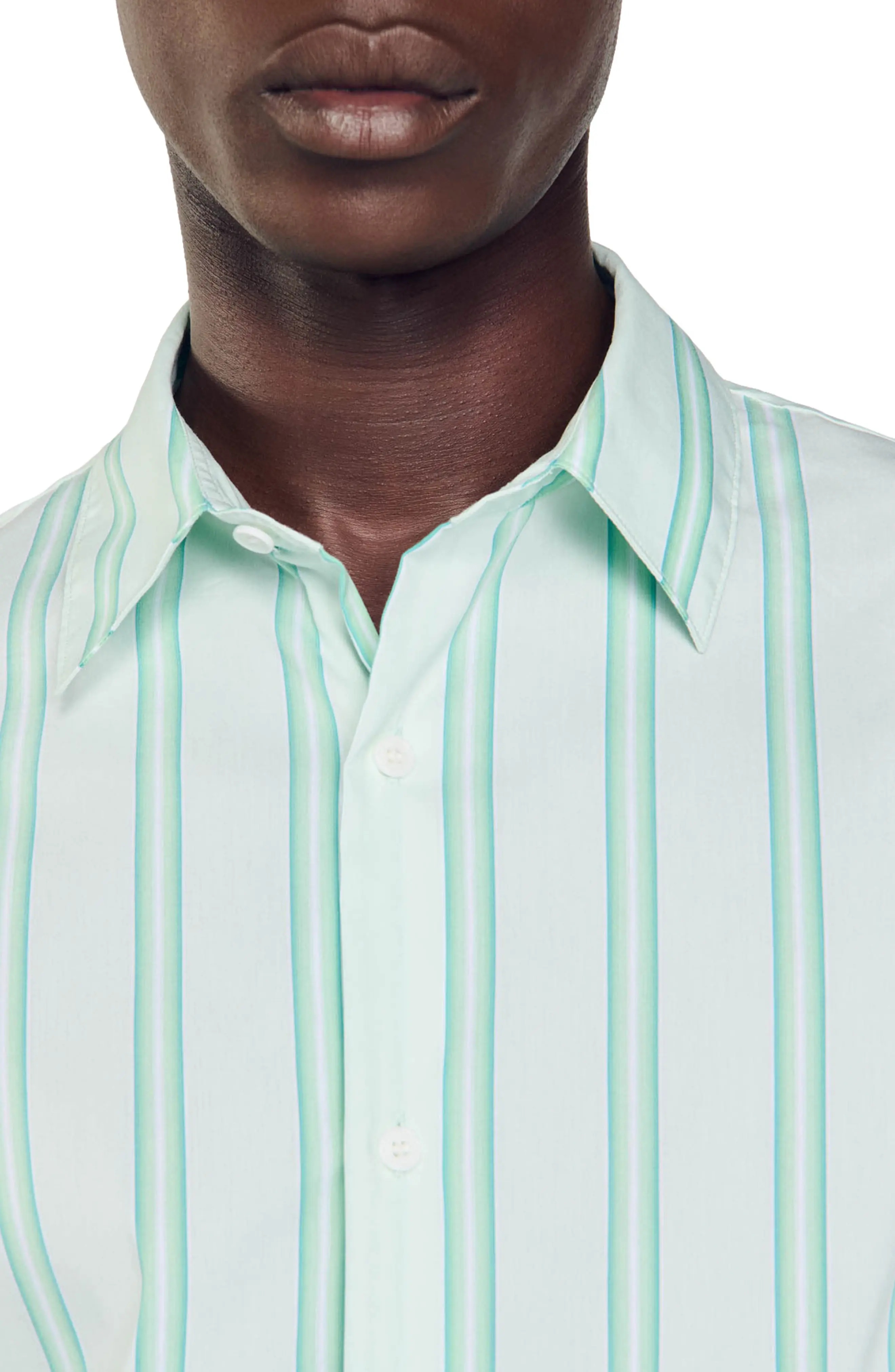 Stripe Short Sleeve Button-Up Shirt - 2