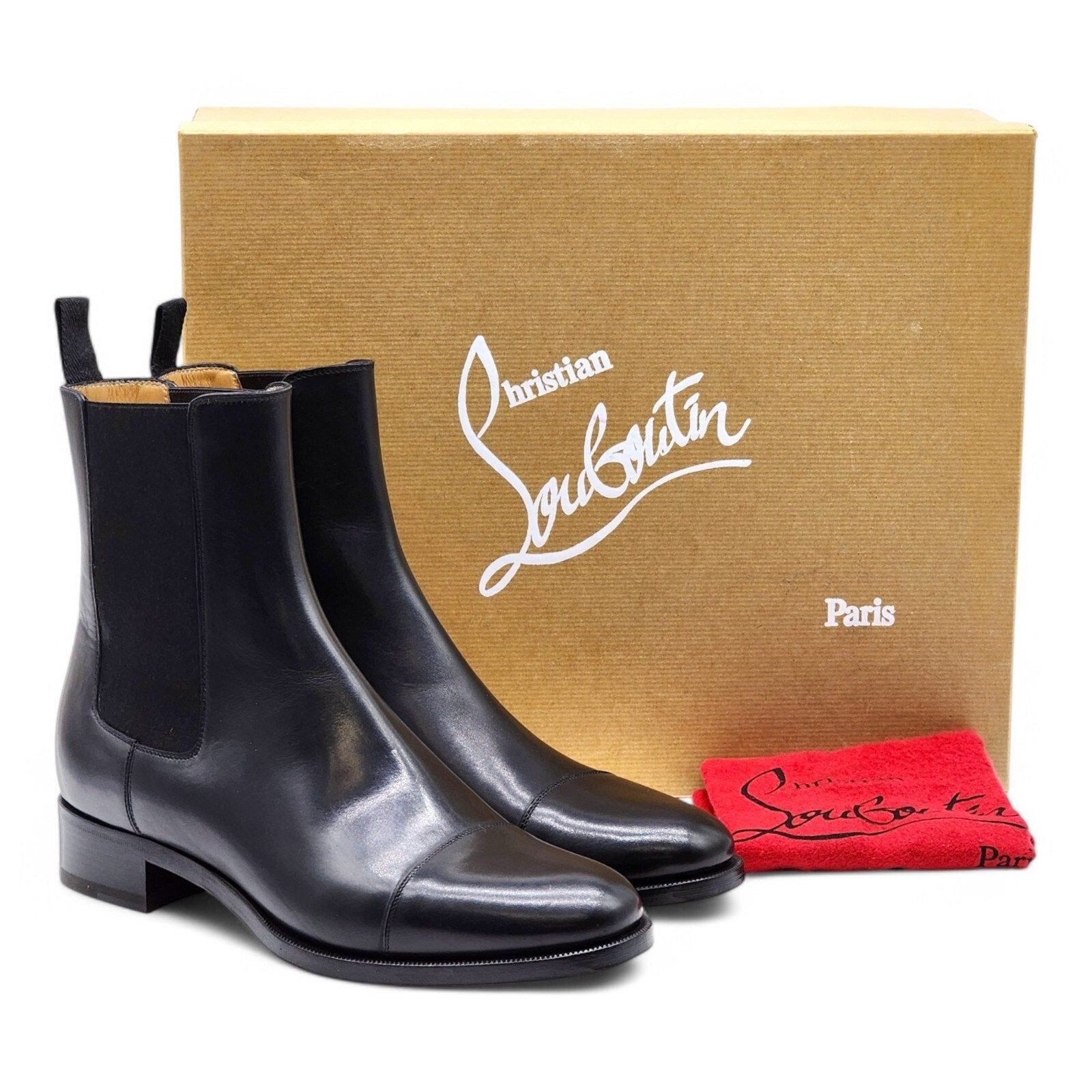 Christian Louboutin Antonio Chelsea Leather Boots Black EU 40 US 7 - 9