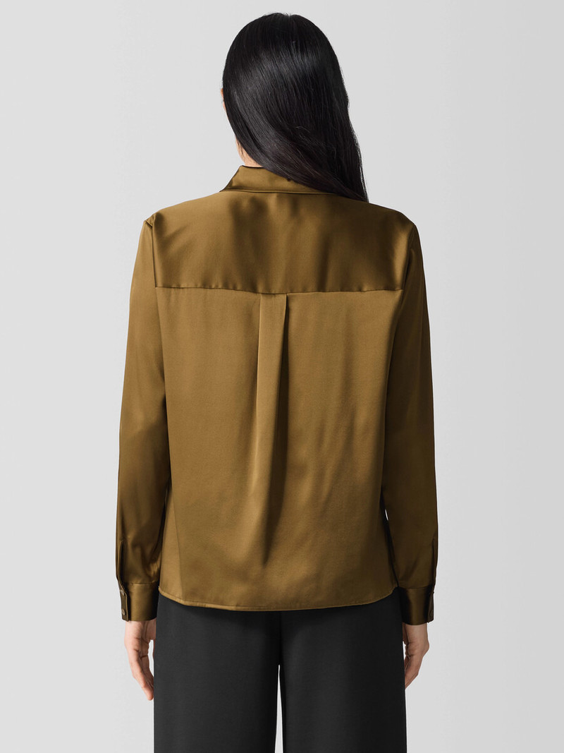 Stretch Silk Charmeuse Classic Collar Shirt 4