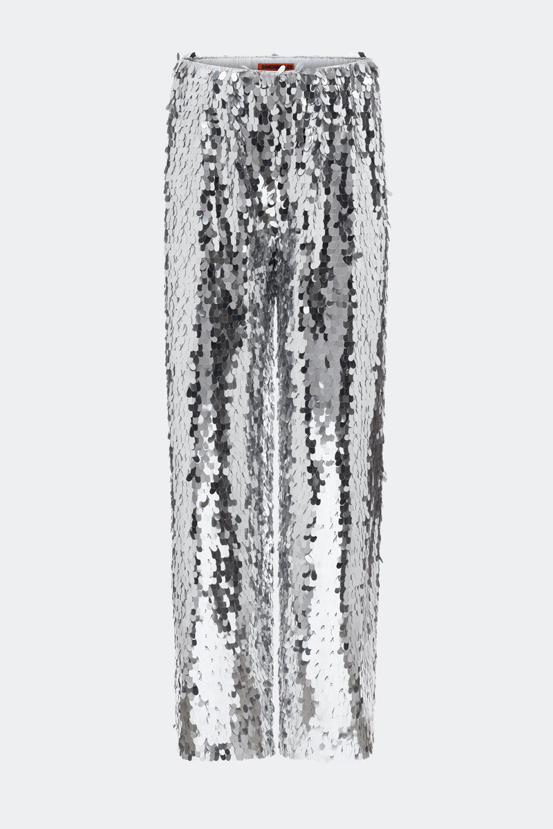SIMONMILLER Nella Sequin Wide Leg Pant In Satellite Silver outlook