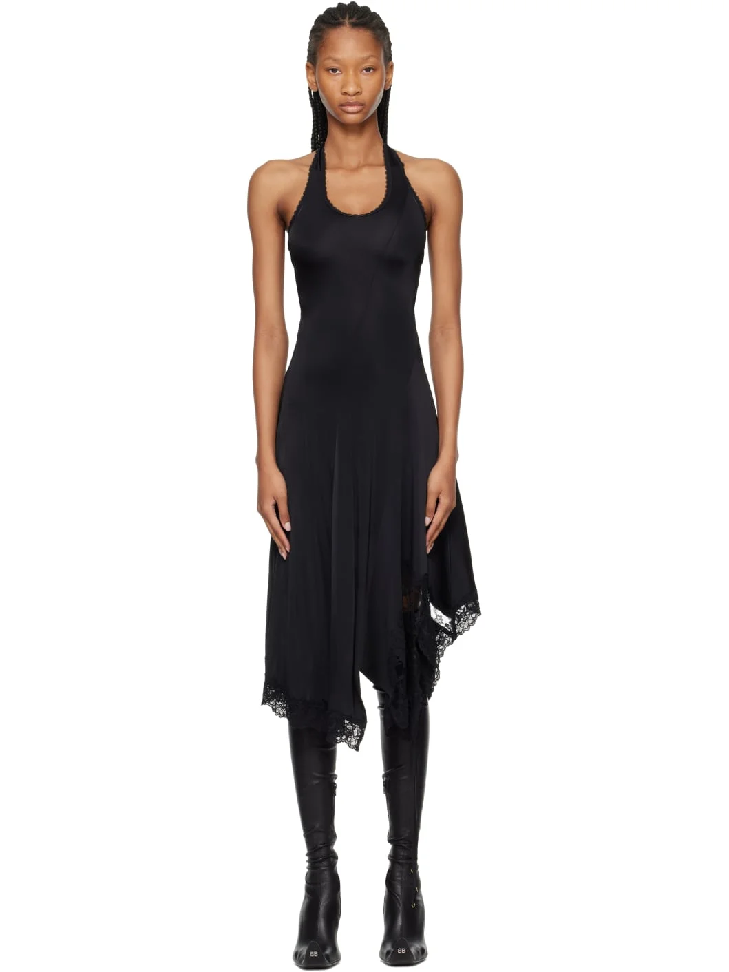 Black Twisted Lingerie Midi Dress - 1