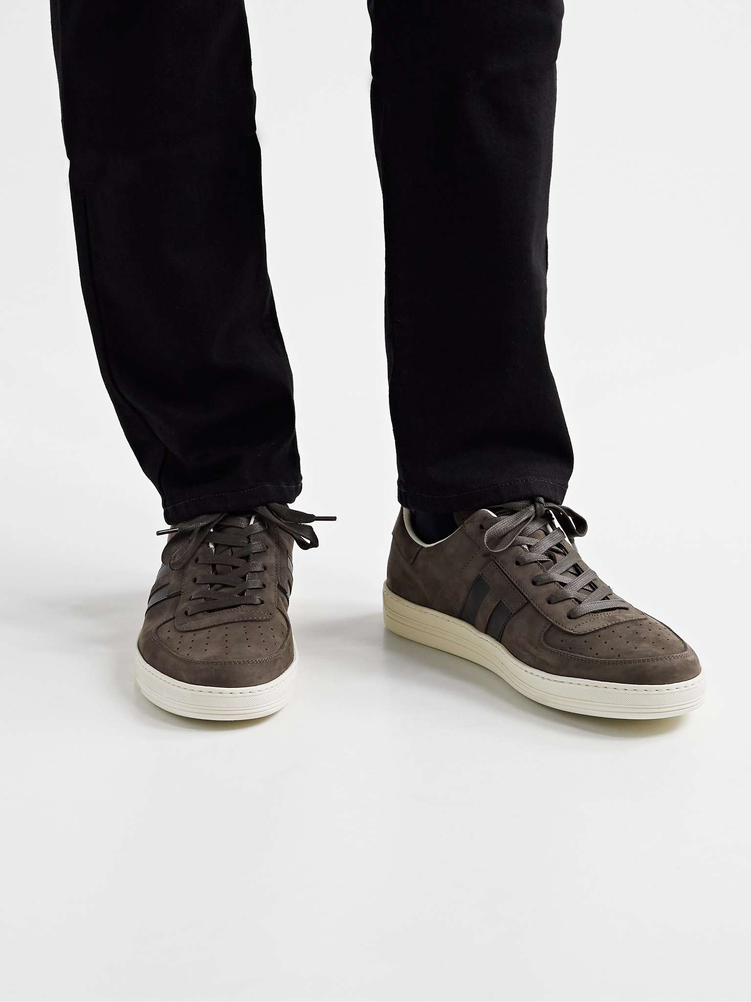 Radcliffe Leather-Trimmed Nubuck Sneakers - 2