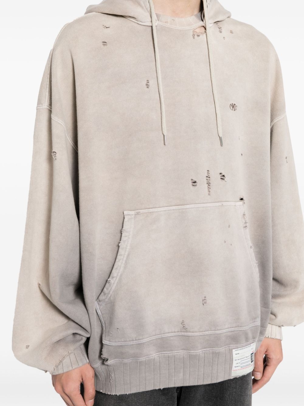distressed-effect cotton hoodie - 5