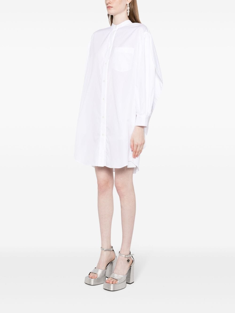 band-collar cotton shirt dress - 4