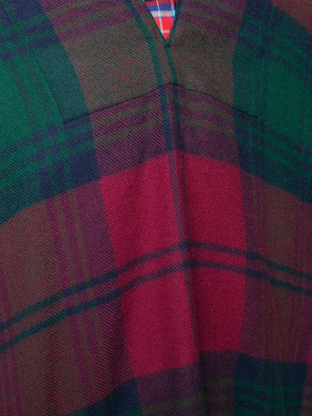 oversized plaid print poncho - 5