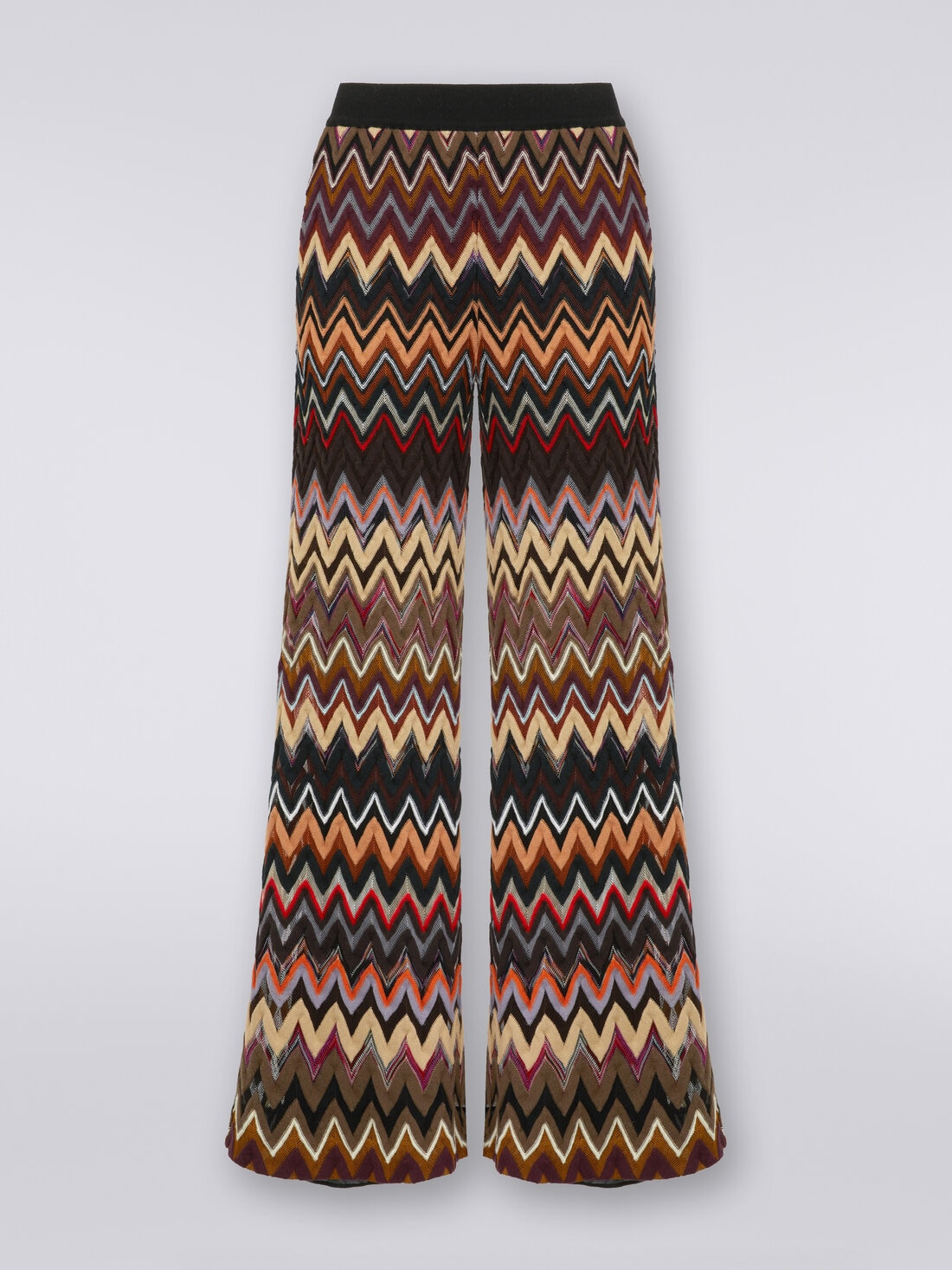 Palazzo trousers in wool and viscose with zigzag pattern - 1