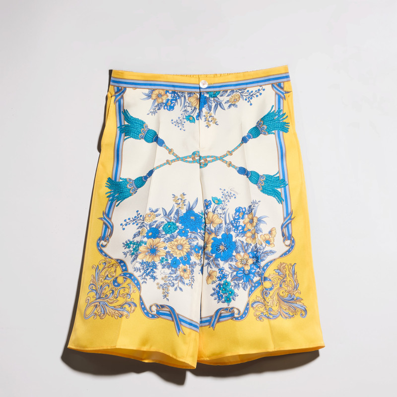 Printed silk twill pants 1