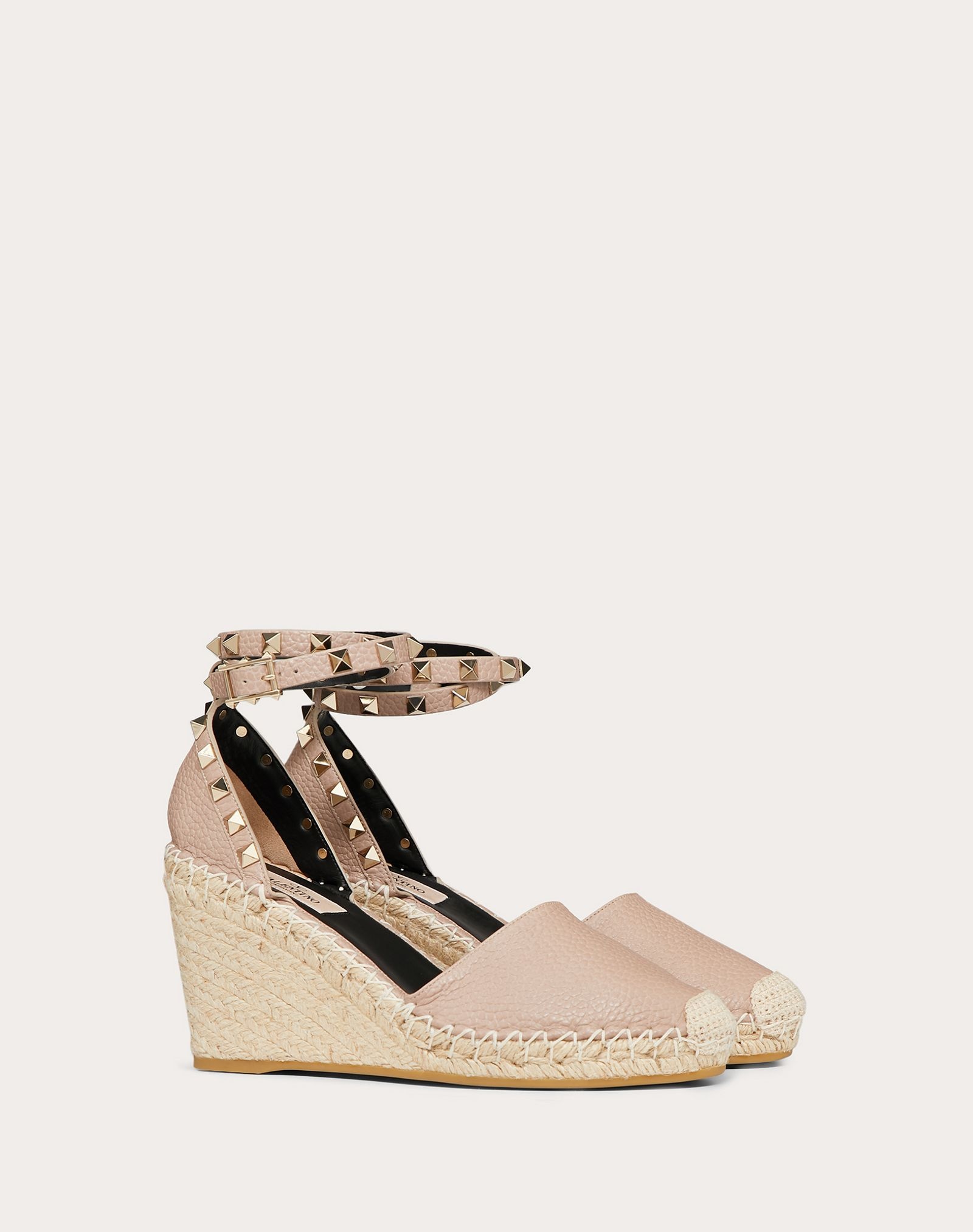 Rockstud Double Grainy Calfskin Leather Wedge Espadrille 65 mm - 2