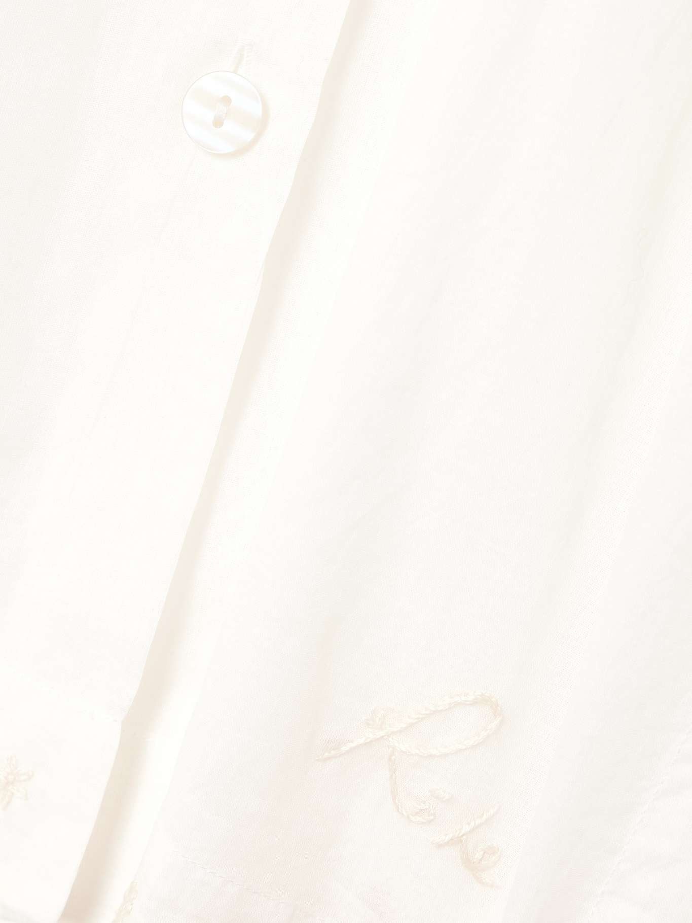 Embroidered silk-organza shirt Off-white - 4