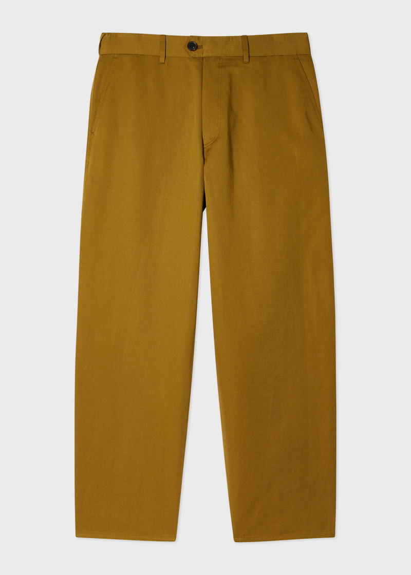 Relaxed-Fit Khaki Cotton-Linen Chinos 1