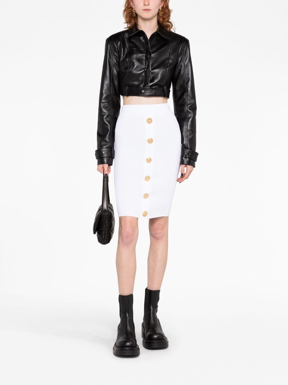 Balmain High Waist Buttoned Knit Skirt - 6