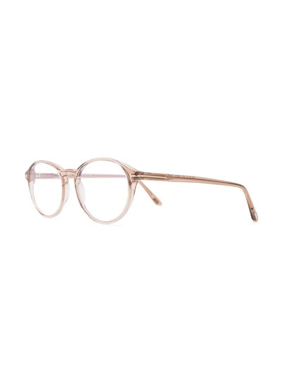 TOM FORD tortoiseshell-effect round-frame glasses outlook