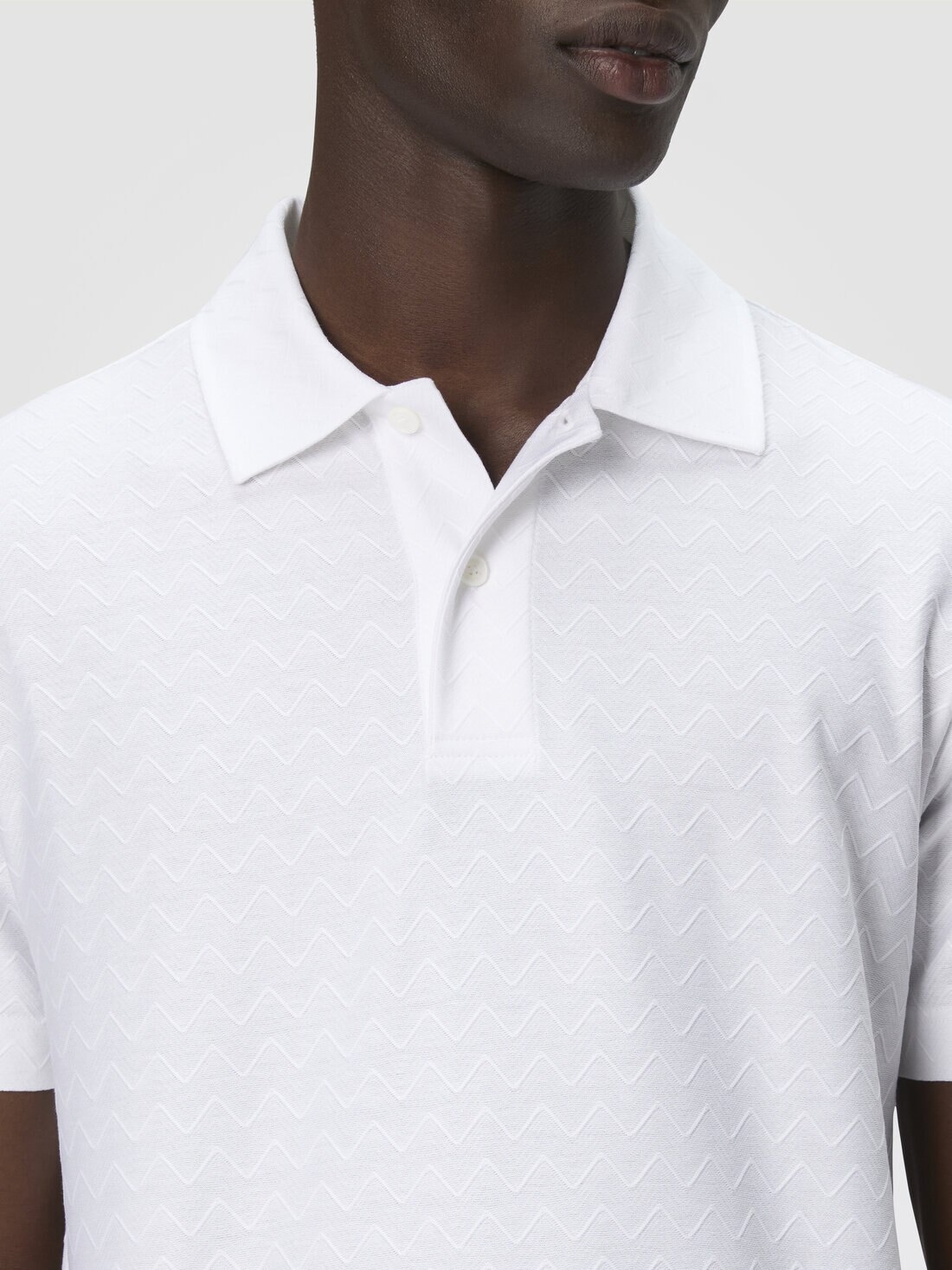 Tonal zigzag cotton jersey polo shirt - 5