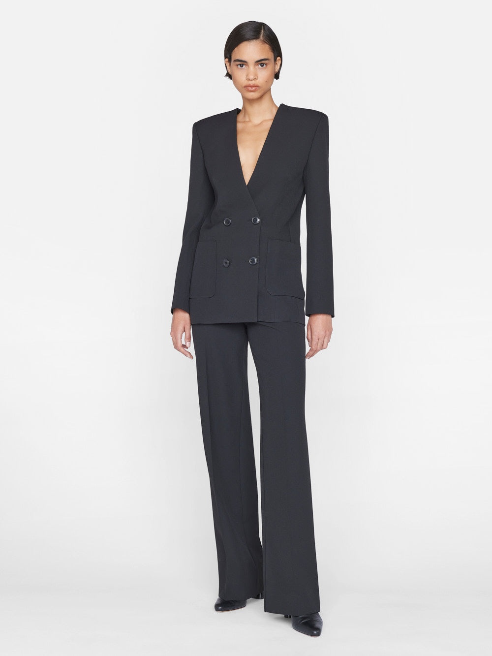 Clean Double Breasted Blazer in Noir - 3