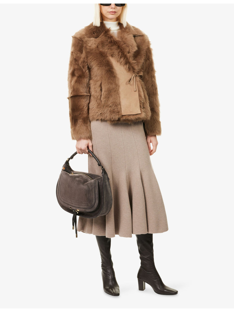 NOUR HAMMOUR Verena Notch-Lapels Shearling Jacket outlook