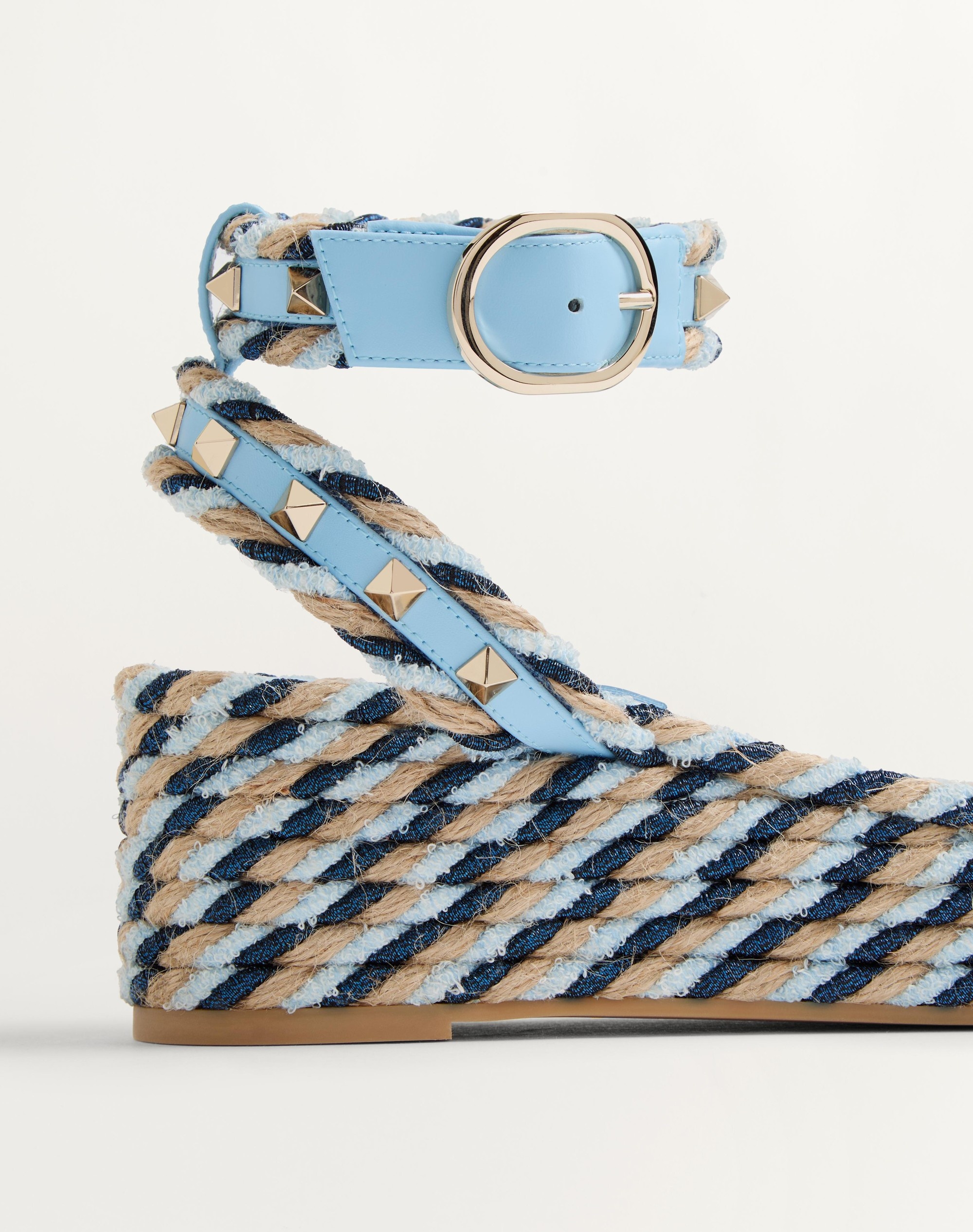 ROCKSTUD FLATFORM SANDAL IN CALFSKIN 45MM - 7