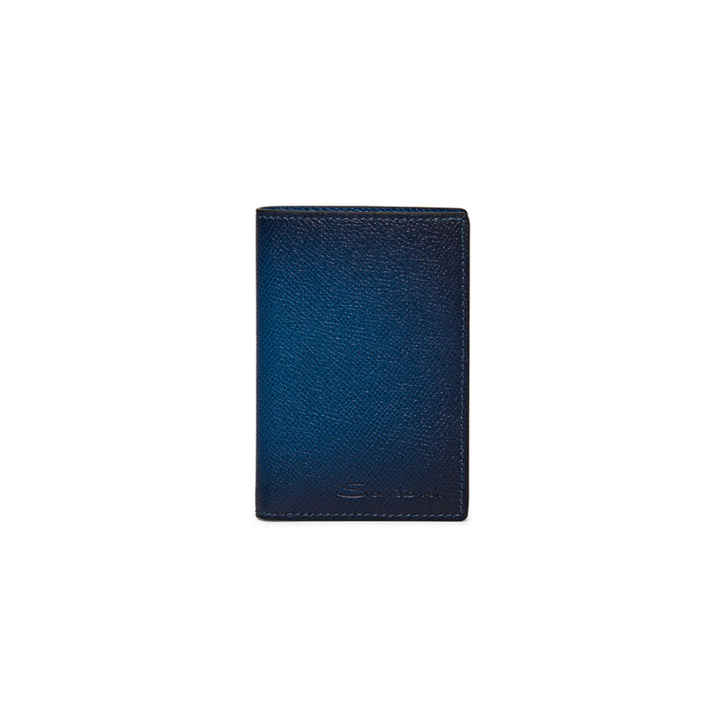 Blue saffiano leather vertical wallet 1