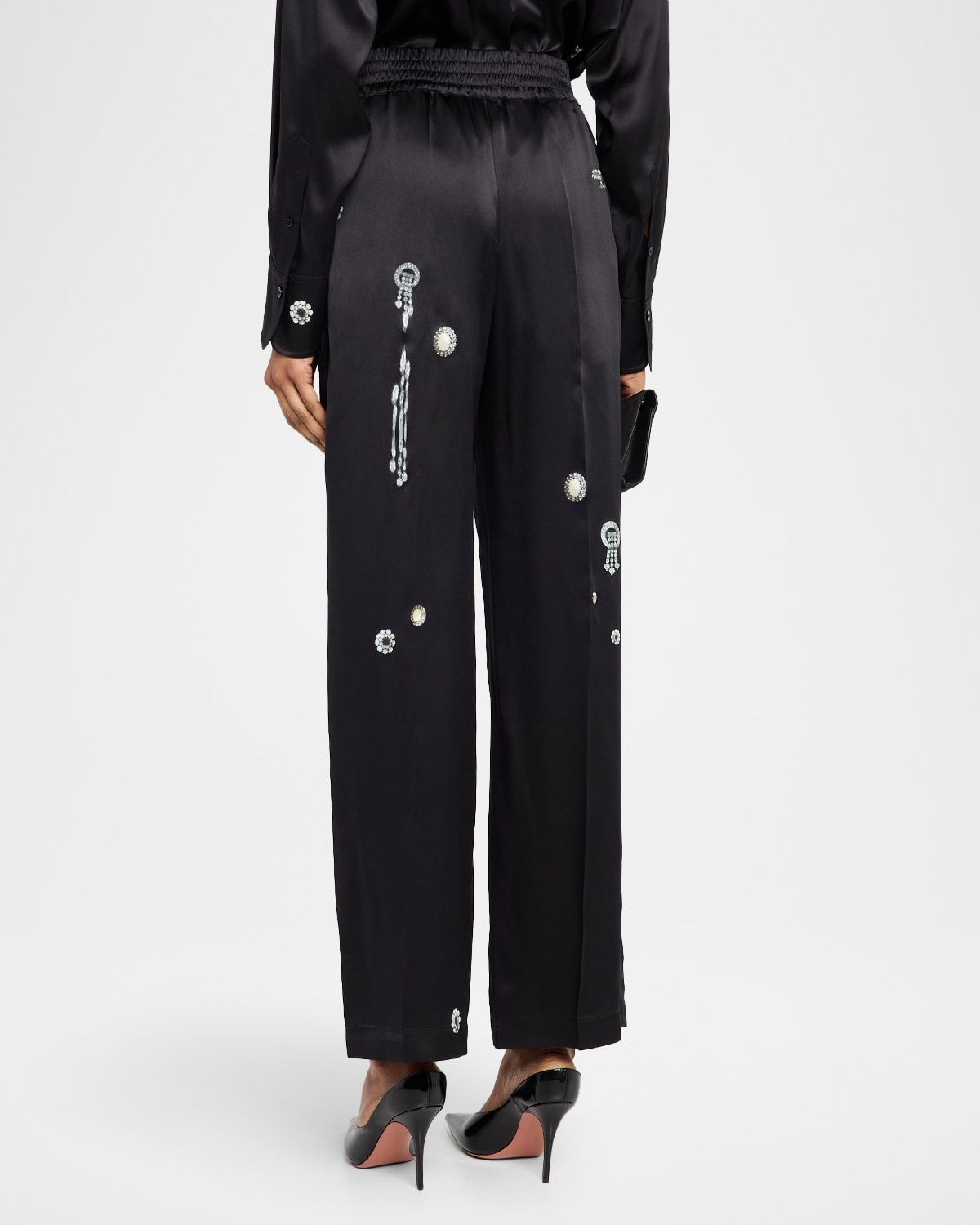 Crystal-Print Silk Straight-Leg Pajama Trousers - 3