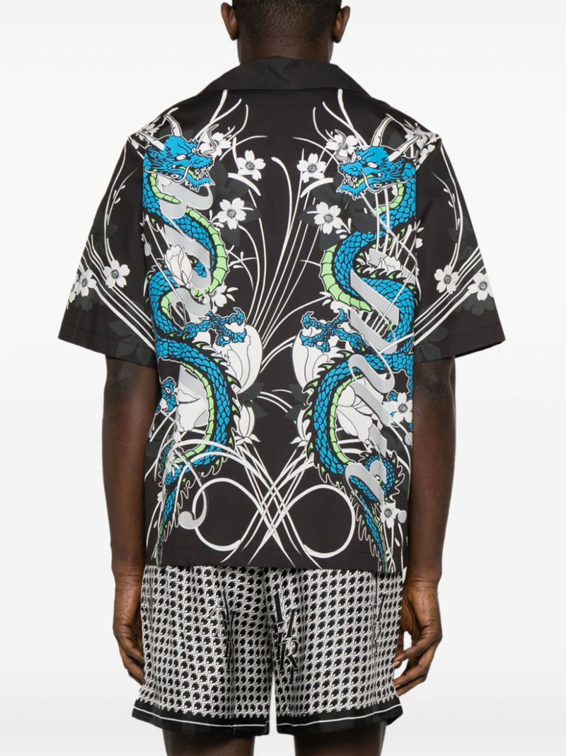 Dragon printed bowling shirt 4