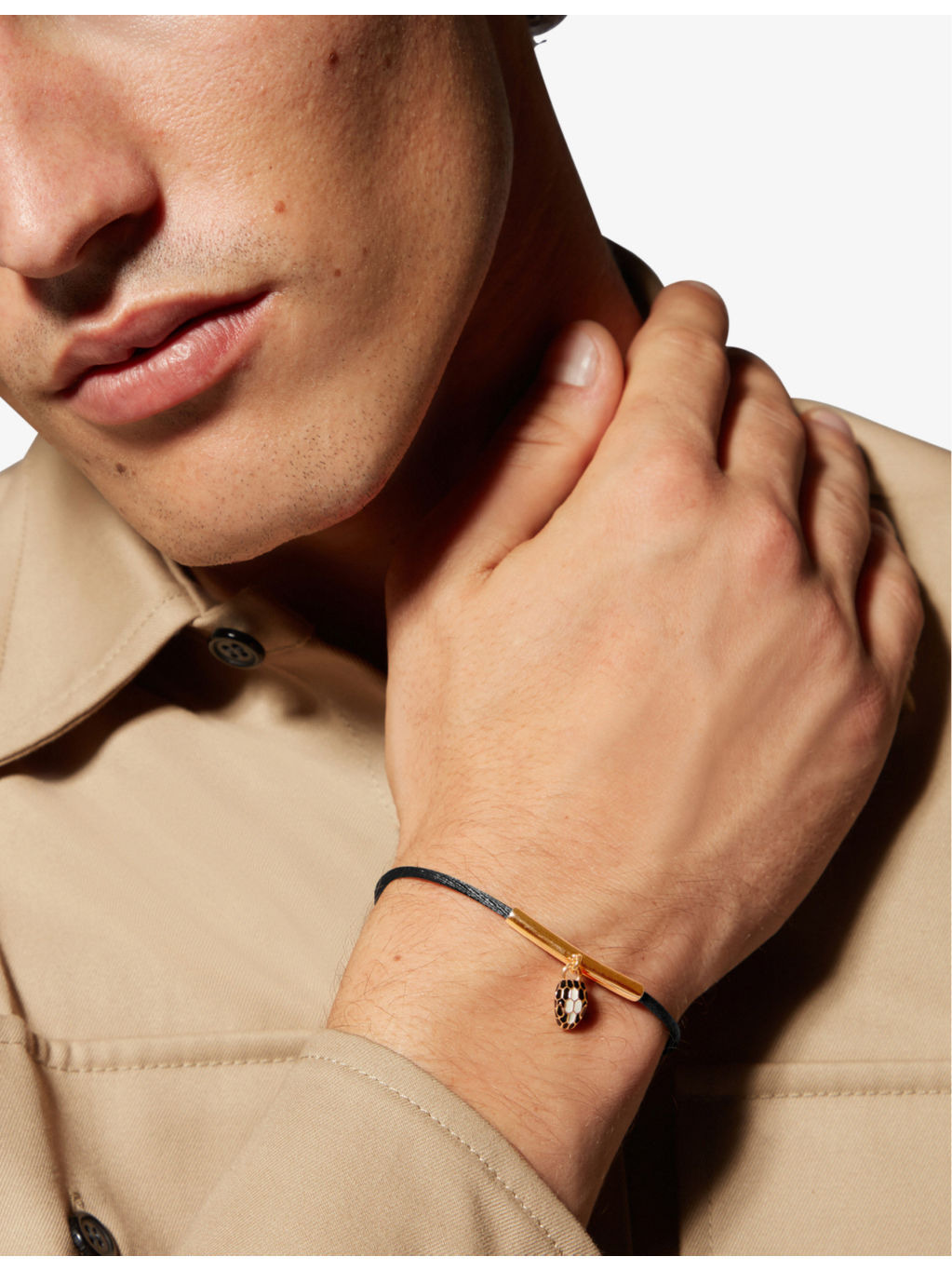 Serpenti Forever gold-plated brass, agate, enamel and cord bracelet - 3
