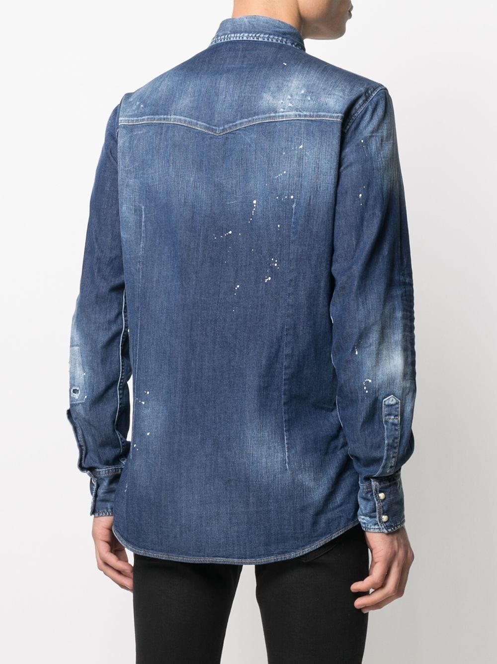 distressed details denim shirt - 4