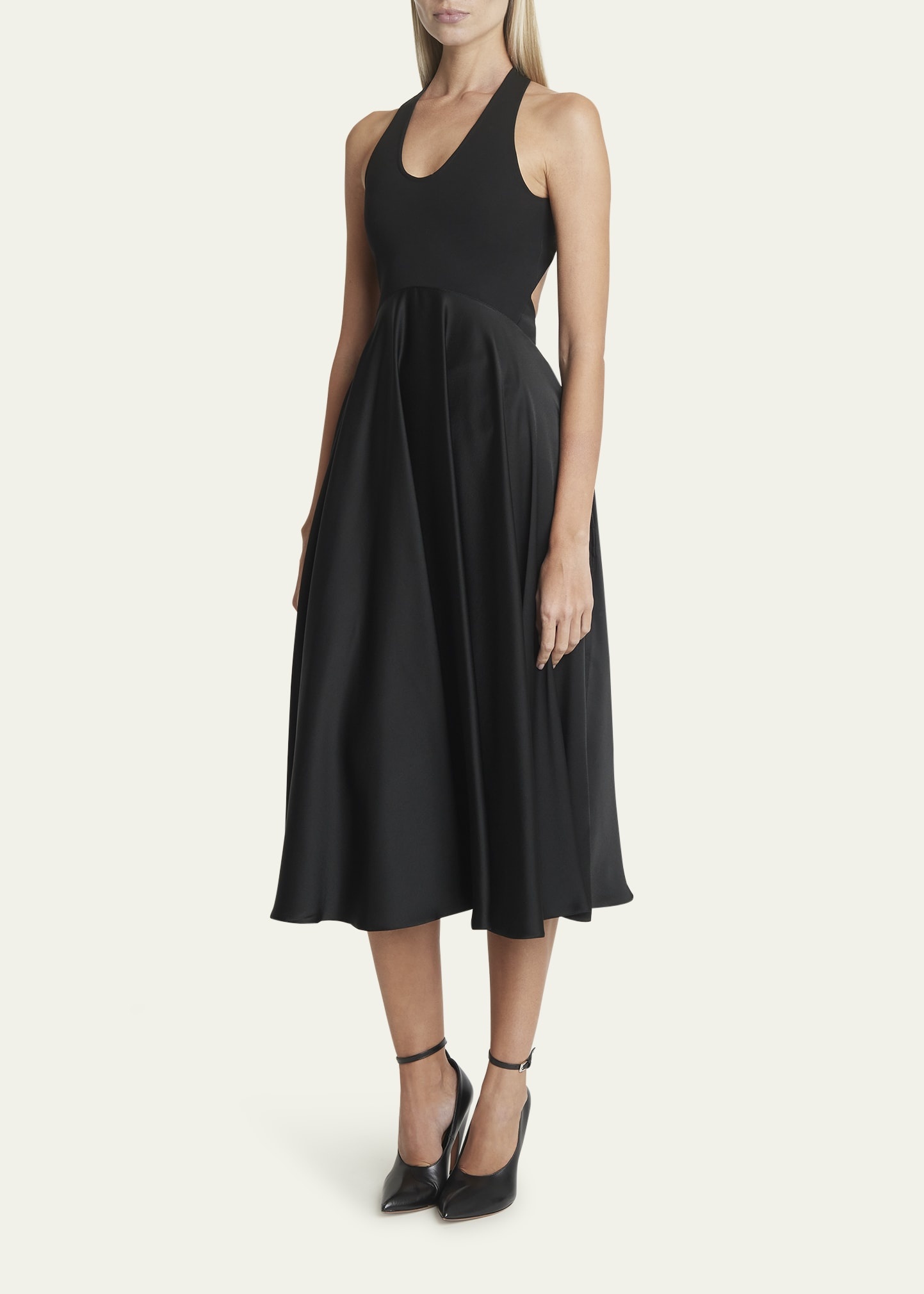 Alaïa Crossover Open-Back Sleeveless Midi Dress