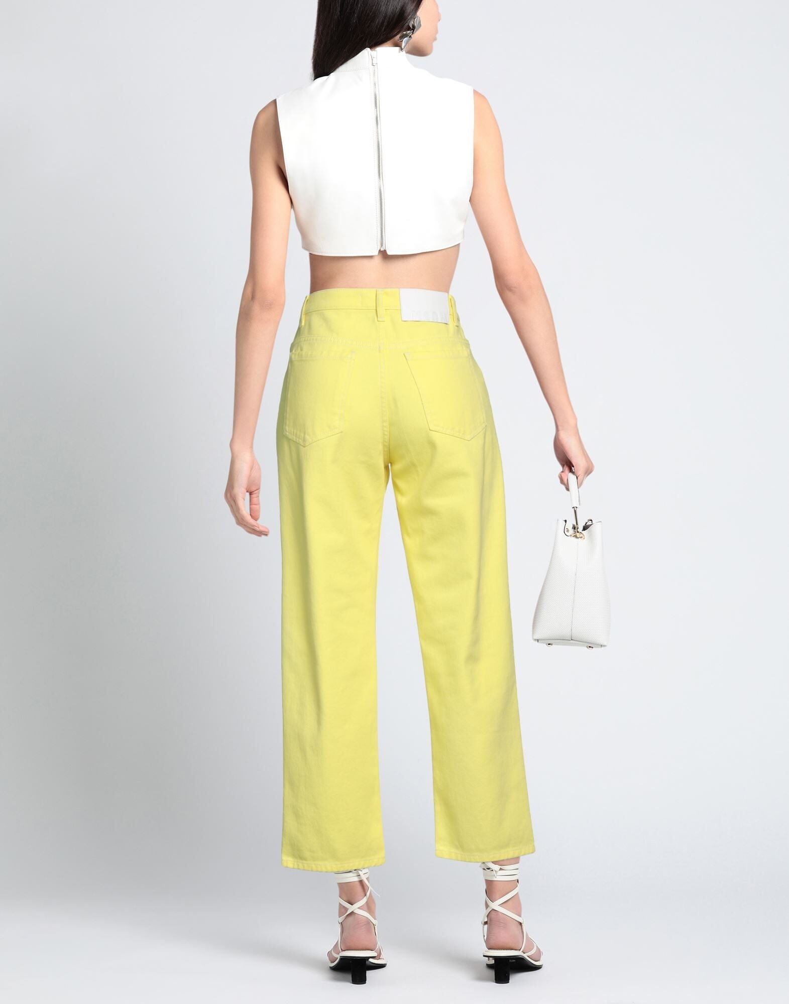 MSGM Light yellow Women's Denim Pants | yoox | REVERSIBLE