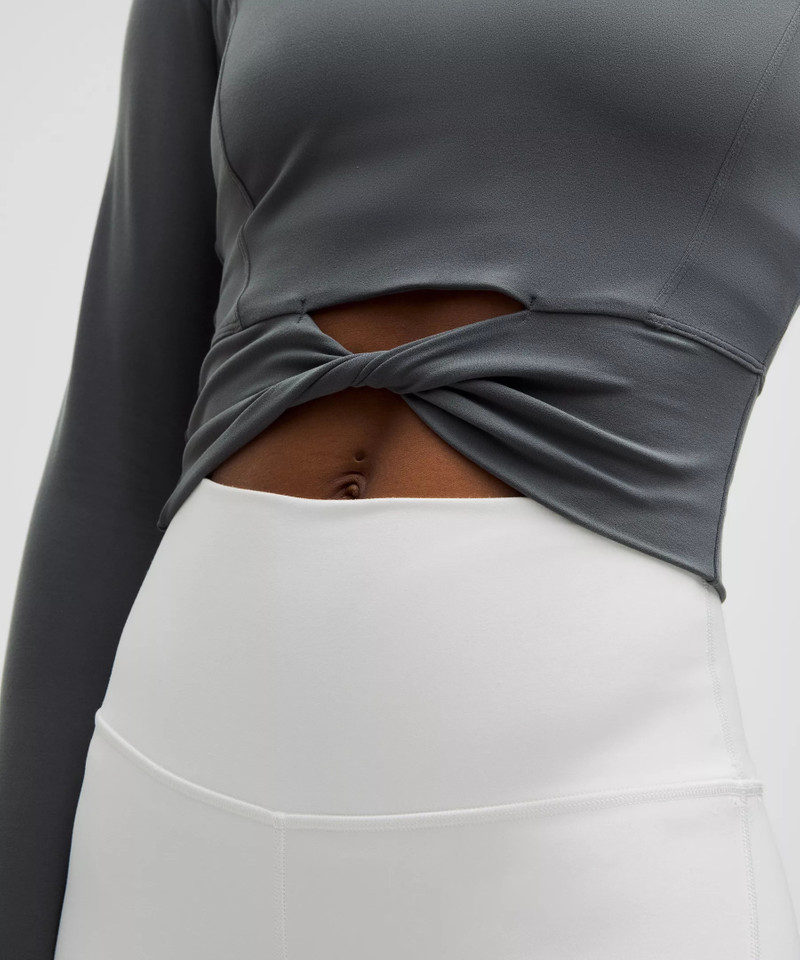 Cropped Nulu Twist-Hem Long-Sleeve Shirt 5