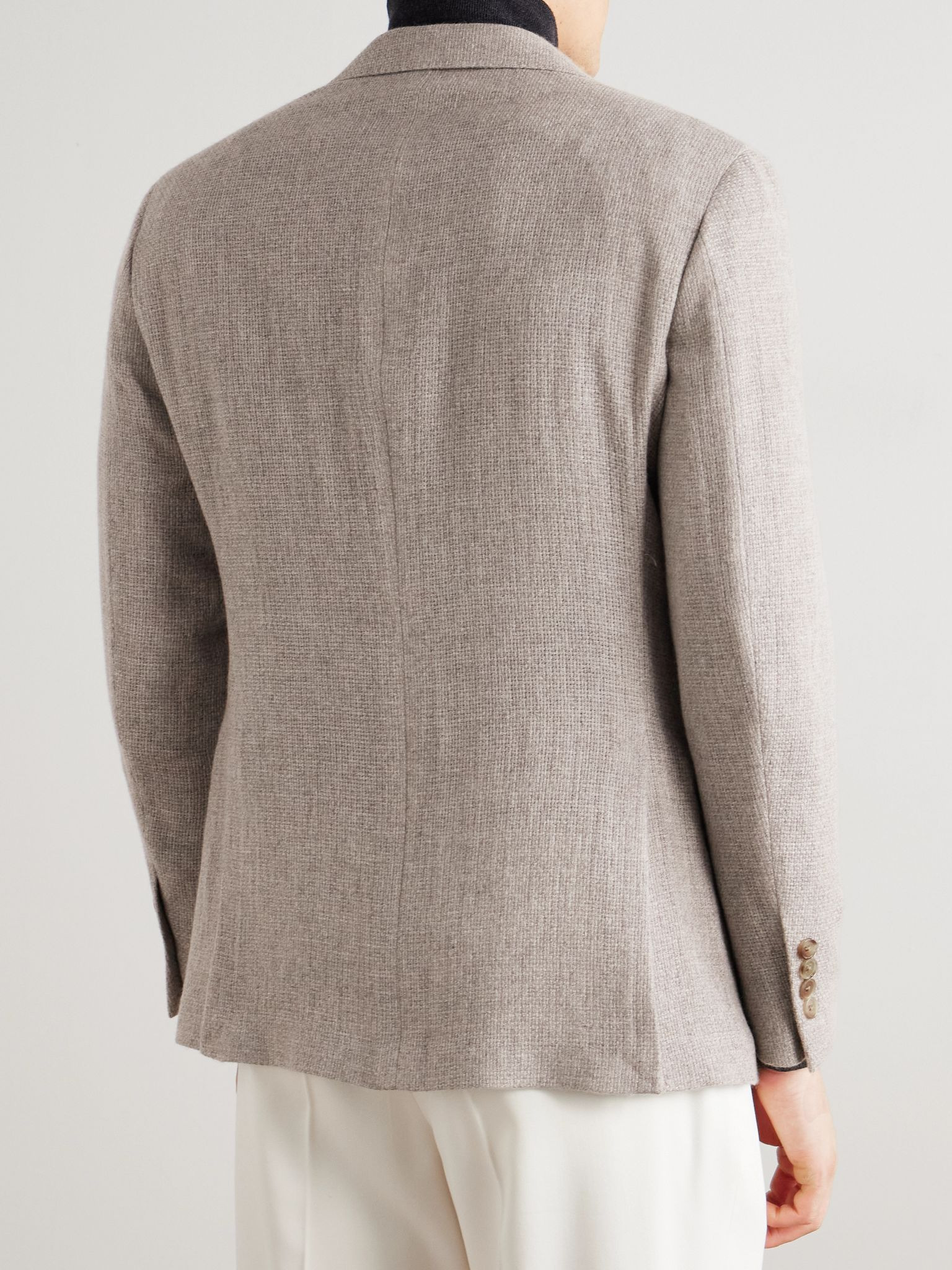 Hadley Slim-Fit Basketweave Cashmere Blazer Gray - 4