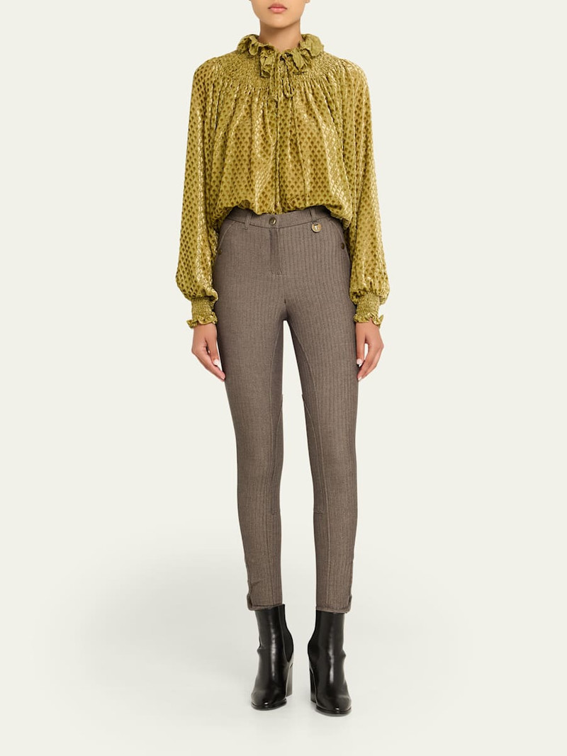 Burberry Velvet Smocked Ruffle Blouse outlook