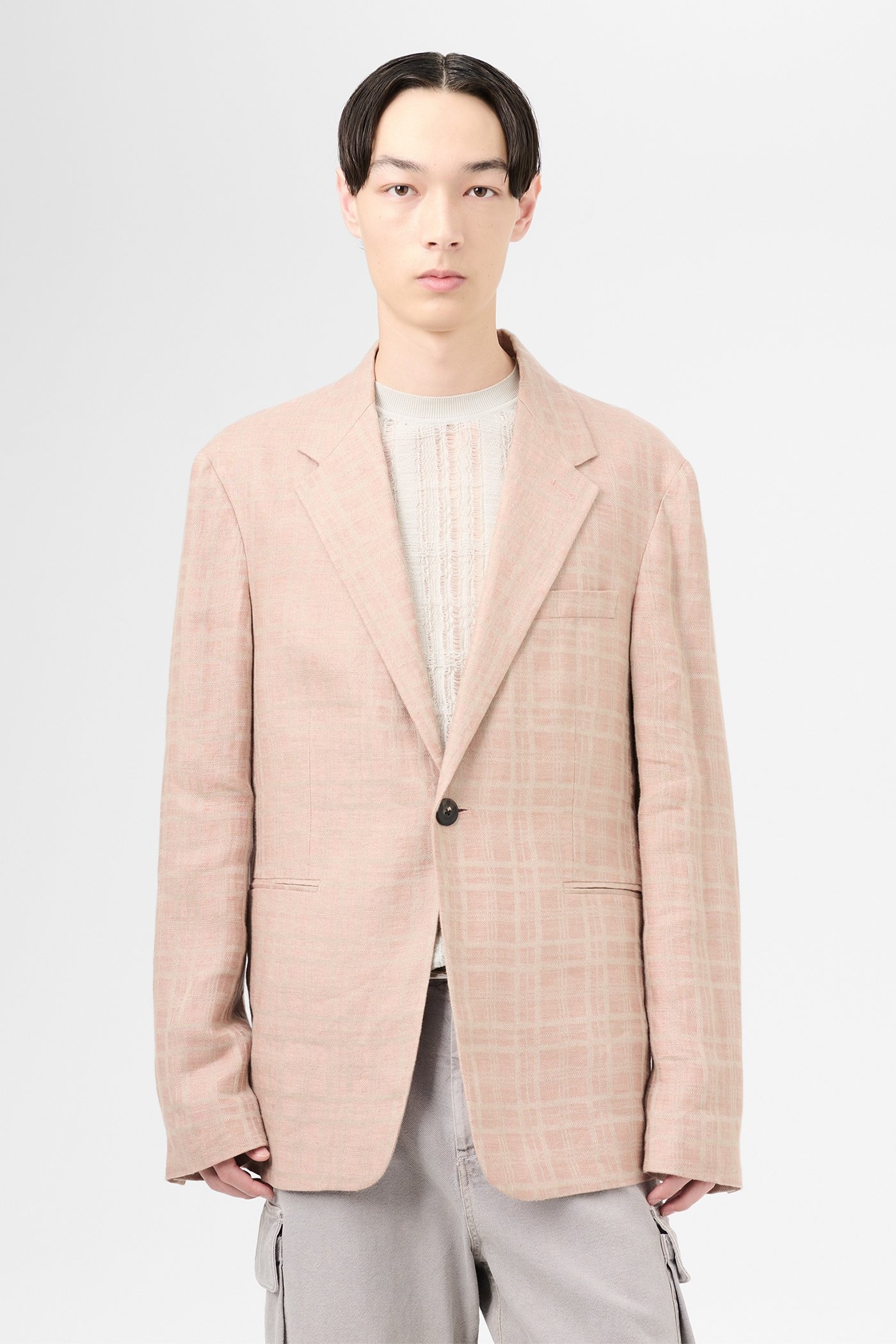 Unconstructed Shinjuku Blazer Hammock Check Crumpled Linen - 3