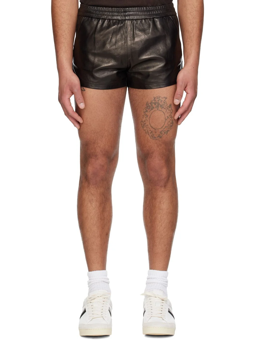 Black Light Nappa Leather Shorts - 1