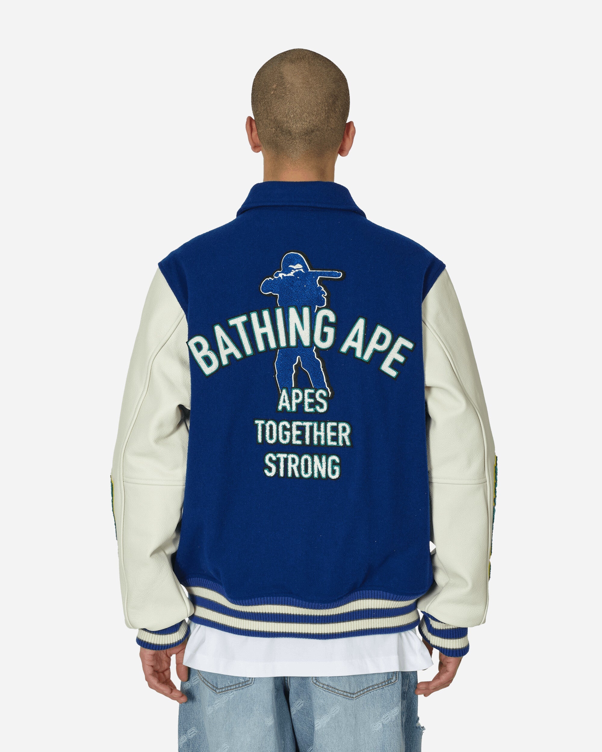 Bape Varsity Jacket Blue - 3