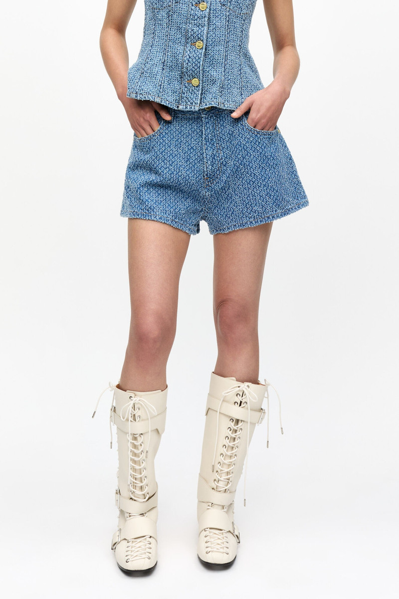 BLUE FLUFFY DENIM SHORTS 1