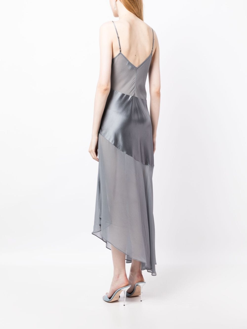 asymmetric satin-finish slip dress - 4
