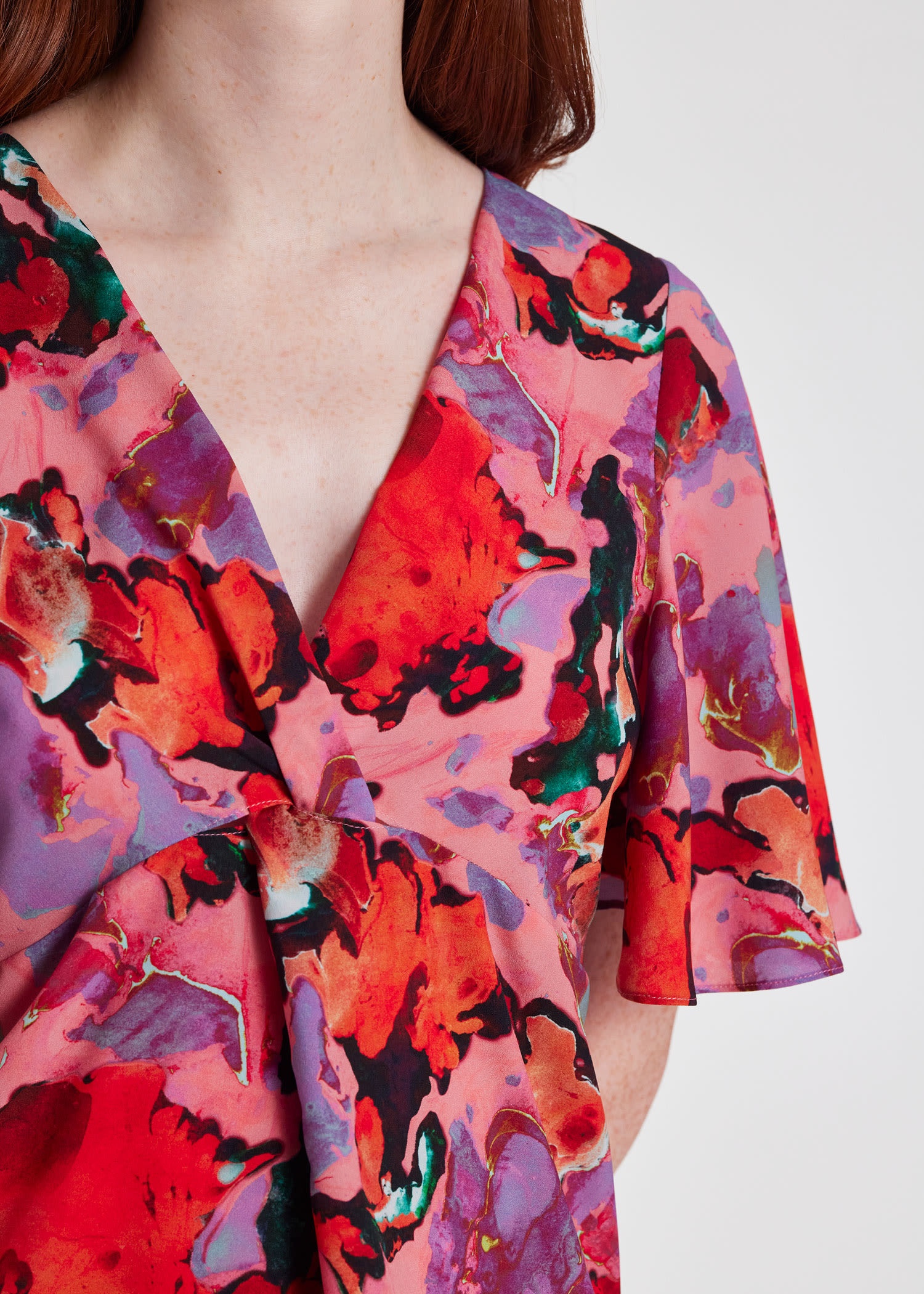 'Marble' V Neck Top - 6