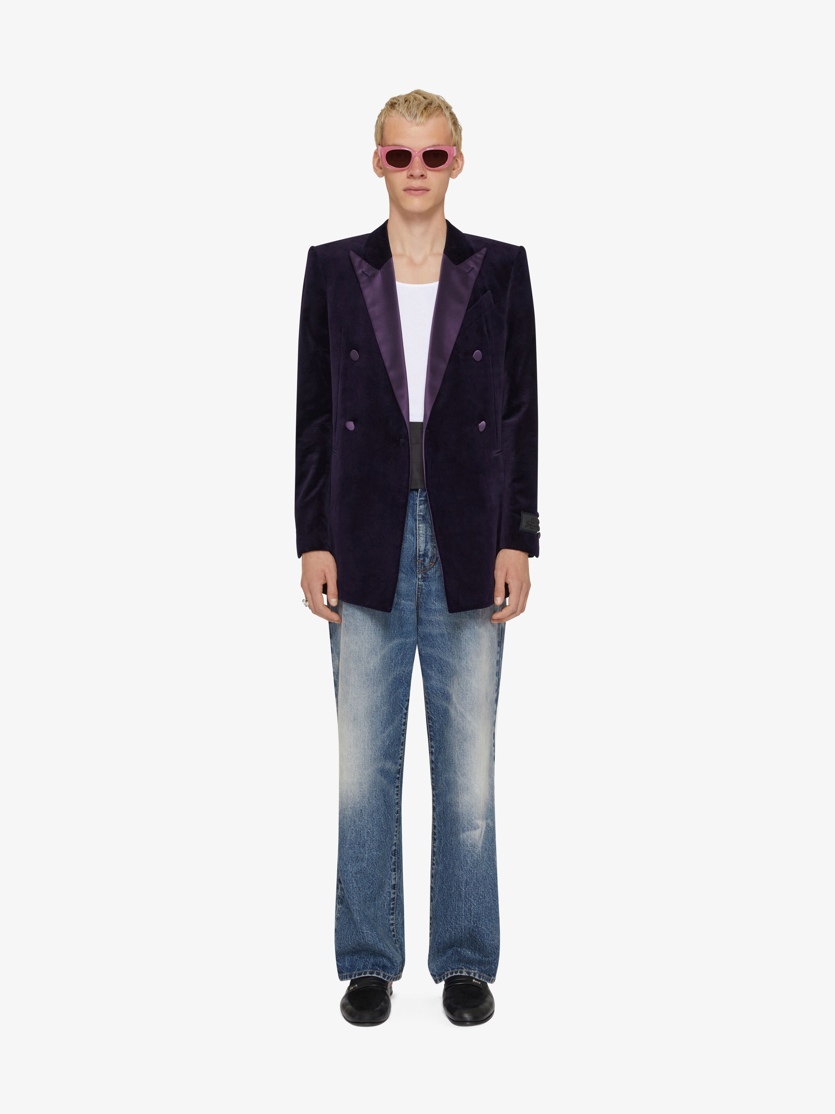 SLIM FIT JACKET IN VELVET WITH SATIN COLLAR - 3