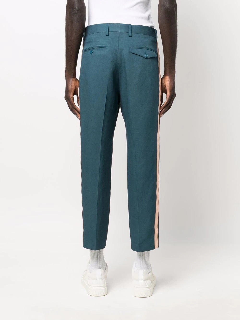 side-stripe cropped trousers - 4