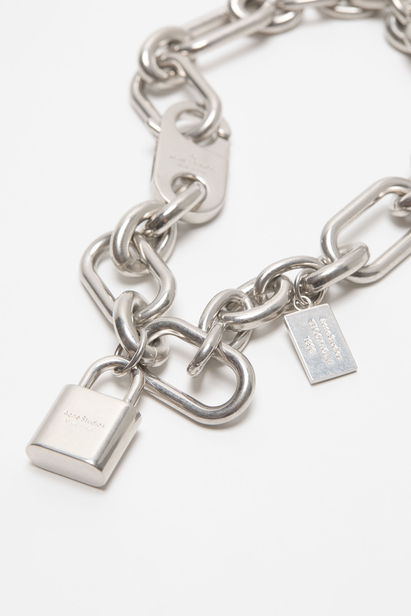 Acne Studios Logo padlock necklace - Vintage silver outlook