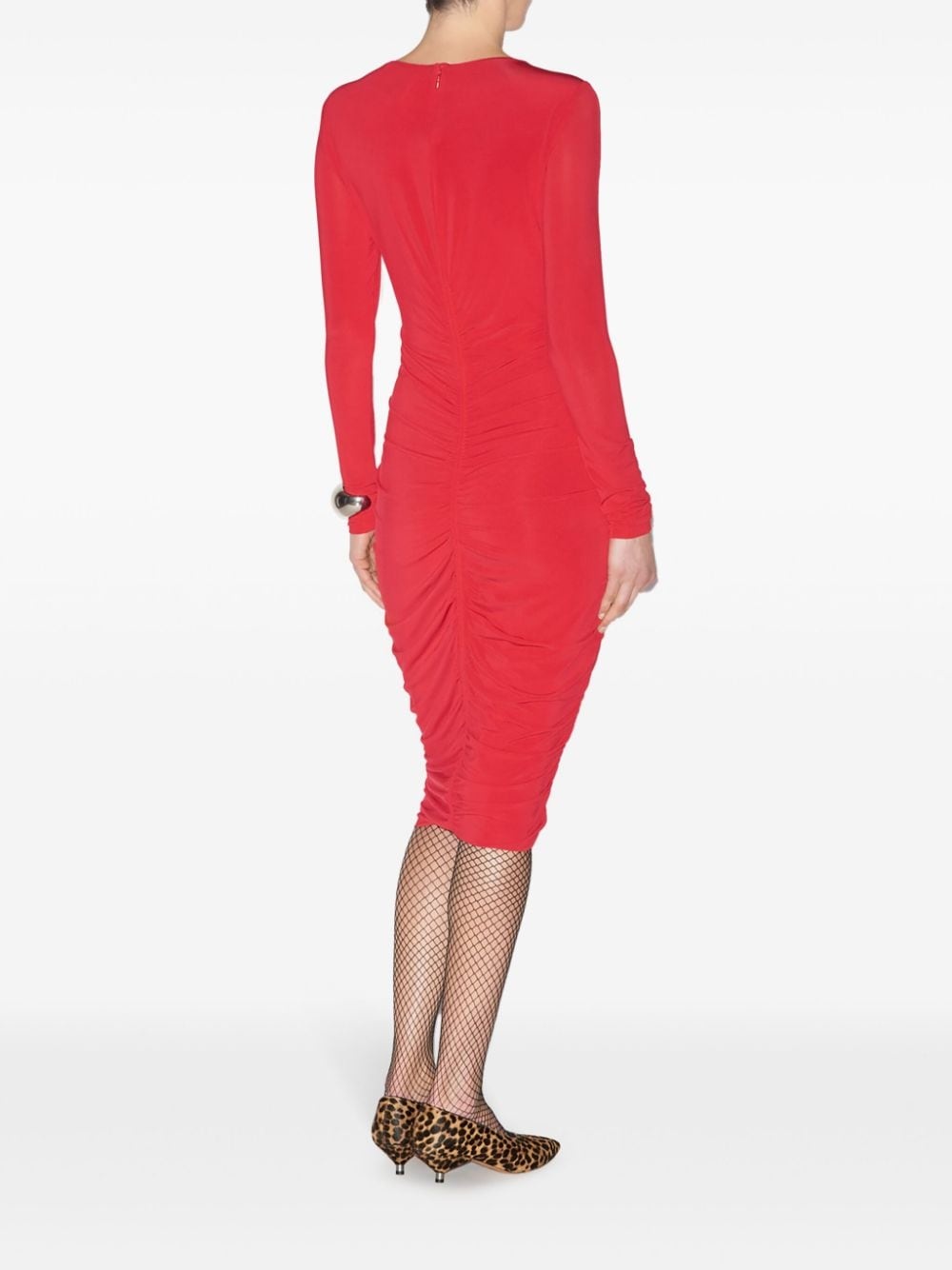 ruched georgette midi dress - 3