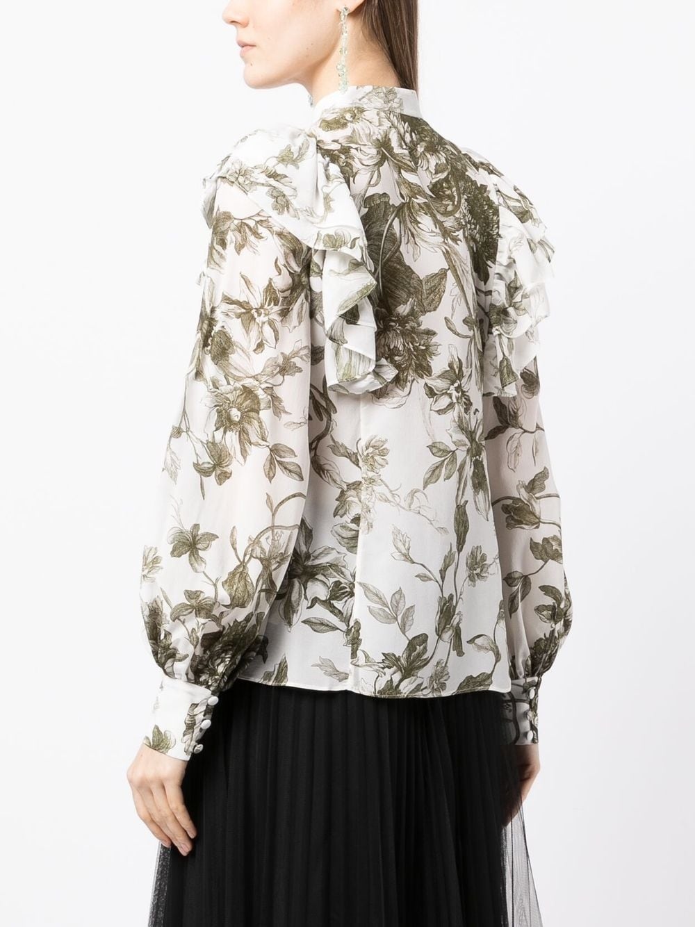 floral-print bishop-sleeve blouse - 4