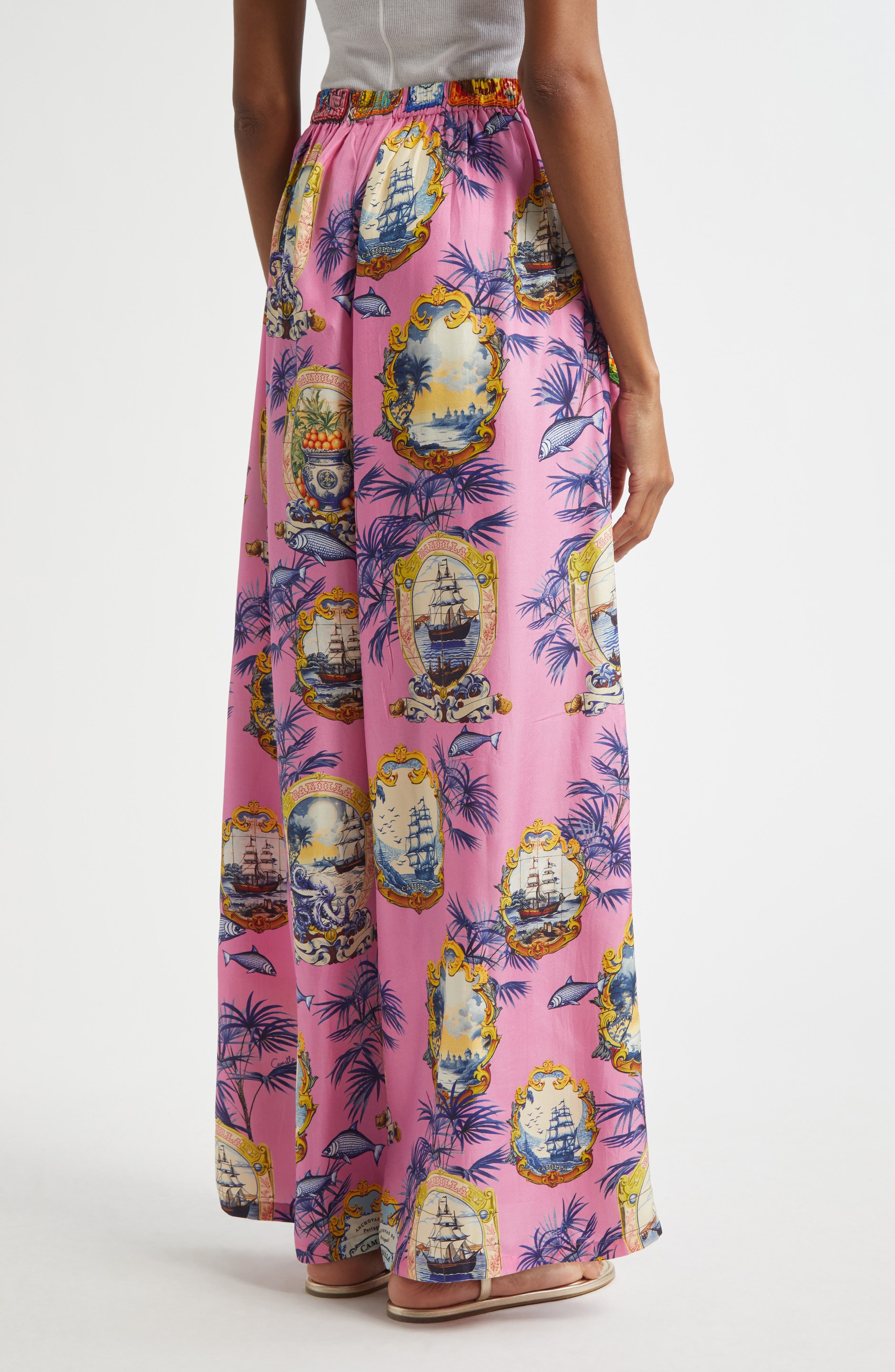 Camilla Salty Splendor Wide Leg Silk Pants at Nordstrom - 3