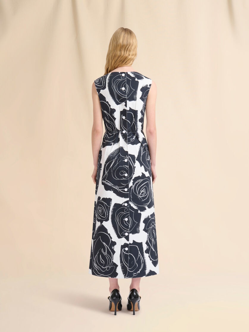 WHITE POPLIN BOAT-NECK DRESS WITH CYBELE PRINT - 3