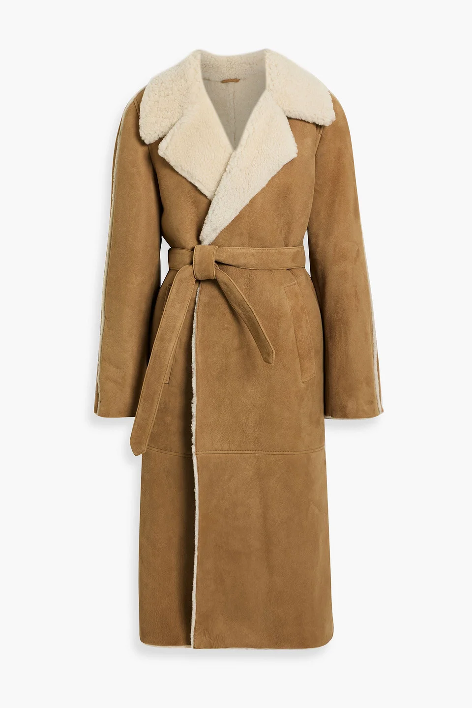 Belted shearling coat - 1