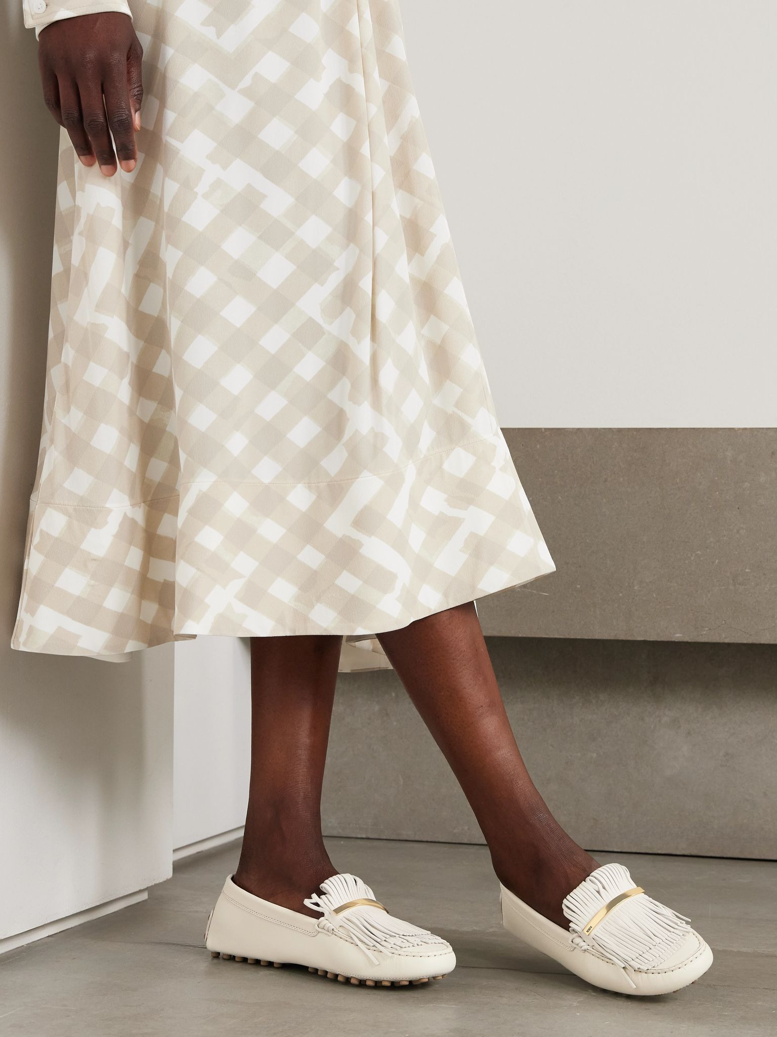 Gommino embellished fringed leather loafers Off-white - 2