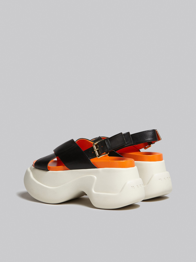 Marni BLACK LEATHER CRISS-CROSS SANDAL outlook